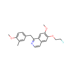 COc1ccc(Cc2nccc3cc(OCCF)c(OC)cc23)cc1C ZINC000072104705