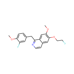 COc1ccc(Cc2nccc3cc(OCCF)c(OC)cc23)cc1F ZINC000072104862