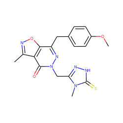 COc1ccc(Cc2nn(Cc3n[nH]c(=S)n3C)c(=O)c3c(C)noc23)cc1 ZINC000084586943