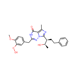 COc1ccc(Cc2nn3c([C@@H](CCc4ccccc4)[C@@H](C)O)nc(C)c3c(=O)[nH]2)cc1OO ZINC000096928711