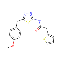 COc1ccc(Cc2nnc(NC(=O)Cc3cccs3)s2)cc1 ZINC000000074060