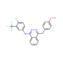 COc1ccc(Cc2nnc(Nc3ccc(Cl)c(C(F)(F)F)c3)c3ccccc23)cc1 ZINC000653737650