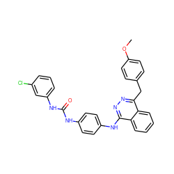 COc1ccc(Cc2nnc(Nc3ccc(NC(=O)Nc4cccc(Cl)c4)cc3)c3ccccc23)cc1 ZINC000653737611