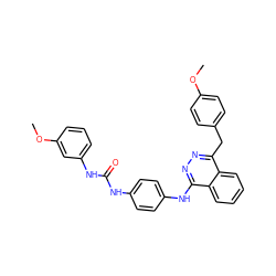 COc1ccc(Cc2nnc(Nc3ccc(NC(=O)Nc4cccc(OC)c4)cc3)c3ccccc23)cc1 ZINC000653737662