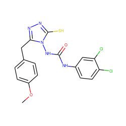 COc1ccc(Cc2nnc(S)n2NC(=O)Nc2ccc(Cl)c(Cl)c2)cc1 ZINC000002657909