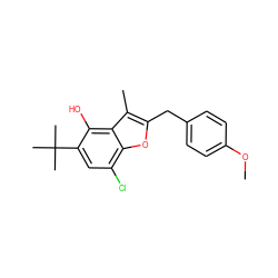 COc1ccc(Cc2oc3c(Cl)cc(C(C)(C)C)c(O)c3c2C)cc1 ZINC000028223436