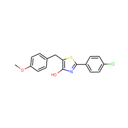 COc1ccc(Cc2sc(-c3ccc(Cl)cc3)nc2O)cc1 ZINC000211370175