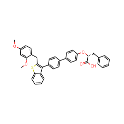 COc1ccc(Cc2sc3ccccc3c2-c2ccc(-c3ccc(O[C@H](Cc4ccccc4)C(=O)O)cc3)cc2)c(OC)c1 ZINC000028467388