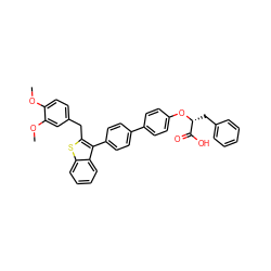 COc1ccc(Cc2sc3ccccc3c2-c2ccc(-c3ccc(O[C@H](Cc4ccccc4)C(=O)O)cc3)cc2)cc1OC ZINC000028467031