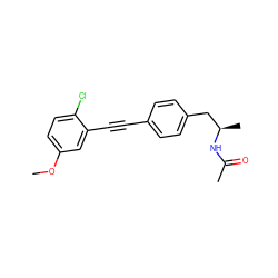 COc1ccc(Cl)c(C#Cc2ccc(C[C@@H](C)NC(C)=O)cc2)c1 ZINC000142344406