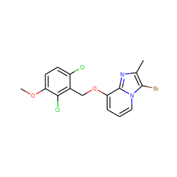 COc1ccc(Cl)c(COc2cccn3c(Br)c(C)nc23)c1Cl ZINC000013778254