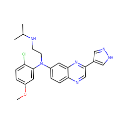 COc1ccc(Cl)c(N(CCNC(C)C)c2ccc3ncc(-c4cn[nH]c4)nc3c2)c1 ZINC000204168422