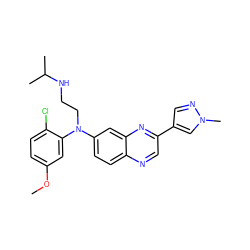 COc1ccc(Cl)c(N(CCNC(C)C)c2ccc3ncc(-c4cnn(C)c4)nc3c2)c1 ZINC000204171951