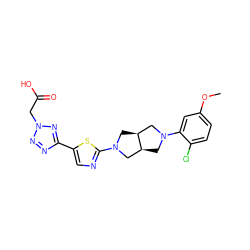 COc1ccc(Cl)c(N2C[C@H]3CN(c4ncc(-c5nnn(CC(=O)O)n5)s4)C[C@H]3C2)c1 ZINC000073223209