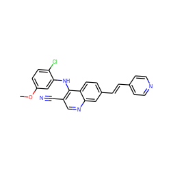 COc1ccc(Cl)c(Nc2c(C#N)cnc3cc(/C=C/c4ccncc4)ccc23)c1 ZINC000014945473