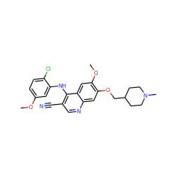 COc1ccc(Cl)c(Nc2c(C#N)cnc3cc(OCC4CCN(C)CC4)c(OC)cc23)c1 ZINC000013559850