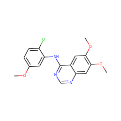 COc1ccc(Cl)c(Nc2ncnc3cc(OC)c(OC)cc23)c1 ZINC000014949435