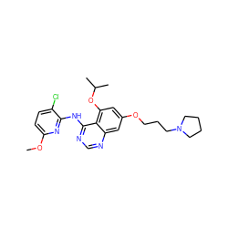 COc1ccc(Cl)c(Nc2ncnc3cc(OCCCN4CCCC4)cc(OC(C)C)c23)n1 ZINC000028564474