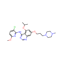 COc1ccc(Cl)c(Nc2ncnc3cc(OCCCN4CCN(C)CC4)cc(OC(C)C)c23)n1 ZINC000028530058