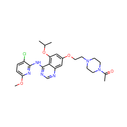 COc1ccc(Cl)c(Nc2ncnc3cc(OCCN4CCN(C(C)=O)CC4)cc(OC(C)C)c23)n1 ZINC000028530271