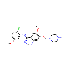 COc1ccc(Cl)c(Nc2ncnc3cc(OCN4CCN(C)CC4)c(OC)cc23)c1 ZINC000027988950