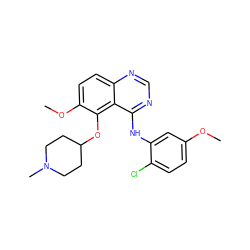 COc1ccc(Cl)c(Nc2ncnc3ccc(OC)c(OC4CCN(C)CC4)c23)c1 ZINC000014949474