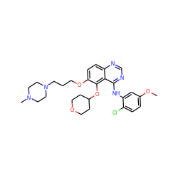 COc1ccc(Cl)c(Nc2ncnc3ccc(OCCCN4CCN(C)CC4)c(OC4CCOCC4)c23)c1 ZINC000023358074