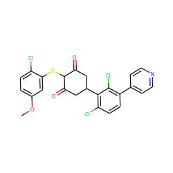 COc1ccc(Cl)c(SC2C(=O)CC(c3c(Cl)ccc(-c4ccncc4)c3Cl)CC2=O)c1 ZINC000473126340