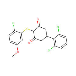 COc1ccc(Cl)c(SC2C(=O)CC(c3c(Cl)cccc3Cl)CC2=O)c1 ZINC000473120393