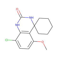 COc1ccc(Cl)c2c1C1(CCCCC1)NC(=O)N2 ZINC000028373673