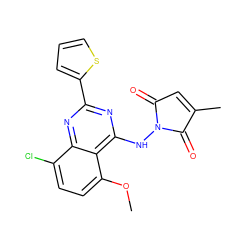 COc1ccc(Cl)c2nc(-c3cccs3)nc(NN3C(=O)C=C(C)C3=O)c12 ZINC000040848132