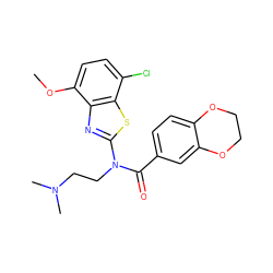 COc1ccc(Cl)c2sc(N(CCN(C)C)C(=O)c3ccc4c(c3)OCCO4)nc12 ZINC000012345220