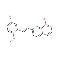 COc1ccc(Cl)cc1/C=C/c1ccc2cccc(O)c2n1 ZINC000004123970