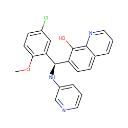 COc1ccc(Cl)cc1[C@H](Nc1cccnc1)c1ccc2cccnc2c1O ZINC000001065640