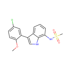 COc1ccc(Cl)cc1-c1c[nH]c2c(NS(C)(=O)=O)cccc12 ZINC000473110894