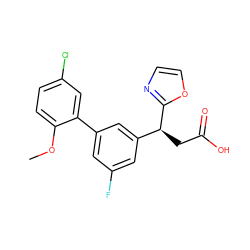 COc1ccc(Cl)cc1-c1cc(F)cc([C@H](CC(=O)O)c2ncco2)c1 ZINC001772629448