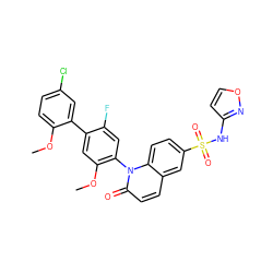 COc1ccc(Cl)cc1-c1cc(OC)c(-n2c(=O)ccc3cc(S(=O)(=O)Nc4ccon4)ccc32)cc1F ZINC001772574400