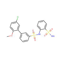 COc1ccc(Cl)cc1-c1cccc(S(=O)(=O)Nc2ccccc2S(N)(=O)=O)c1 ZINC000148767600