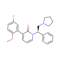 COc1ccc(Cl)cc1-c1cccn([C@@H](CN2CCCC2)c2ccccc2)c1=O ZINC000013436667