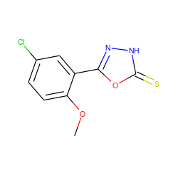 COc1ccc(Cl)cc1-c1n[nH]c(=S)o1 ZINC000006492170