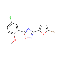 COc1ccc(Cl)cc1-c1nc(-c2ccc(Br)o2)no1 ZINC000001440810