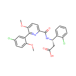 COc1ccc(Cl)cc1-c1nc(C(=O)N[C@@H](CC(=O)O)c2ccccc2Cl)ccc1OC ZINC000261130085