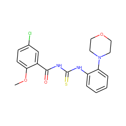 COc1ccc(Cl)cc1C(=O)NC(=S)Nc1ccccc1N1CCOCC1 ZINC000000679036