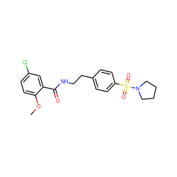 COc1ccc(Cl)cc1C(=O)NCCc1ccc(S(=O)(=O)N2CCCC2)cc1 ZINC000022227083