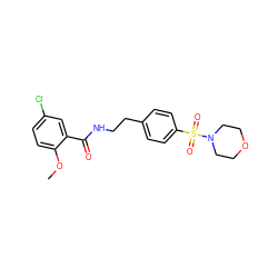 COc1ccc(Cl)cc1C(=O)NCCc1ccc(S(=O)(=O)N2CCOCC2)cc1 ZINC000022227092