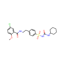 COc1ccc(Cl)cc1C(=O)NCCc1ccc(S(=O)(=O)NC(=O)NC2CCCCC2)cc1 ZINC000000537805