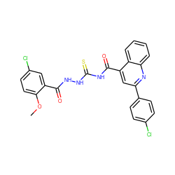 COc1ccc(Cl)cc1C(=O)NNC(=S)NC(=O)c1cc(-c2ccc(Cl)cc2)nc2ccccc12 ZINC000002726924