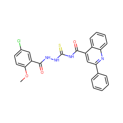 COc1ccc(Cl)cc1C(=O)NNC(=S)NC(=O)c1cc(-c2ccccc2)nc2ccccc12 ZINC000002111168