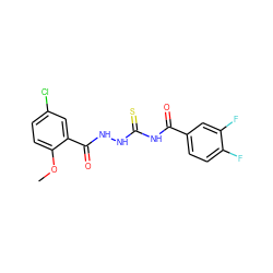 COc1ccc(Cl)cc1C(=O)NNC(=S)NC(=O)c1ccc(F)c(F)c1 ZINC000002363126