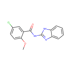 COc1ccc(Cl)cc1C(=O)Nc1nc2ccccc2[nH]1 ZINC000008492996